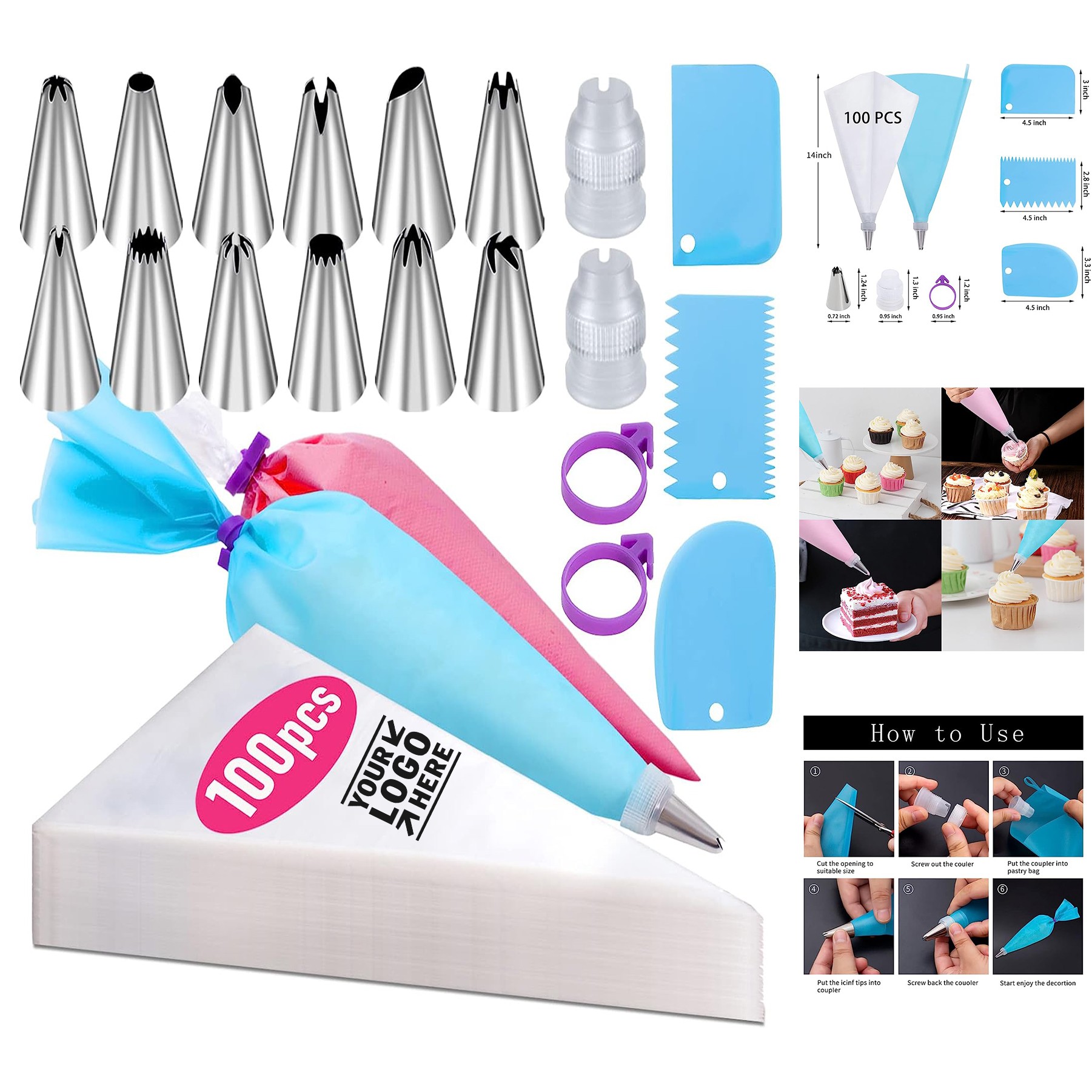 Piping Bags and Tips Set 3