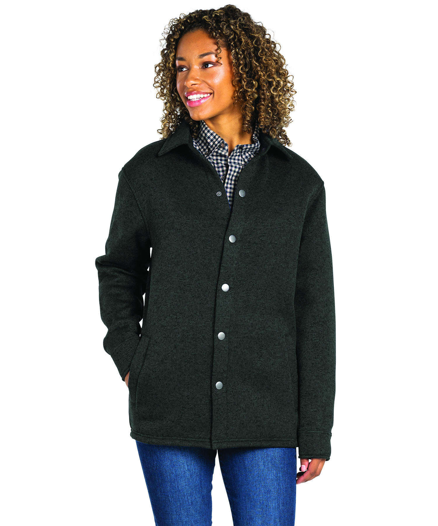 Heathered Fleece Snap Shacket