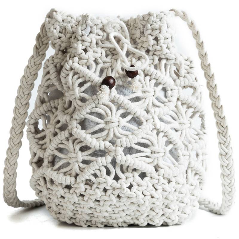 Jute Drawstring Crossbody Beach Woven Bag 7