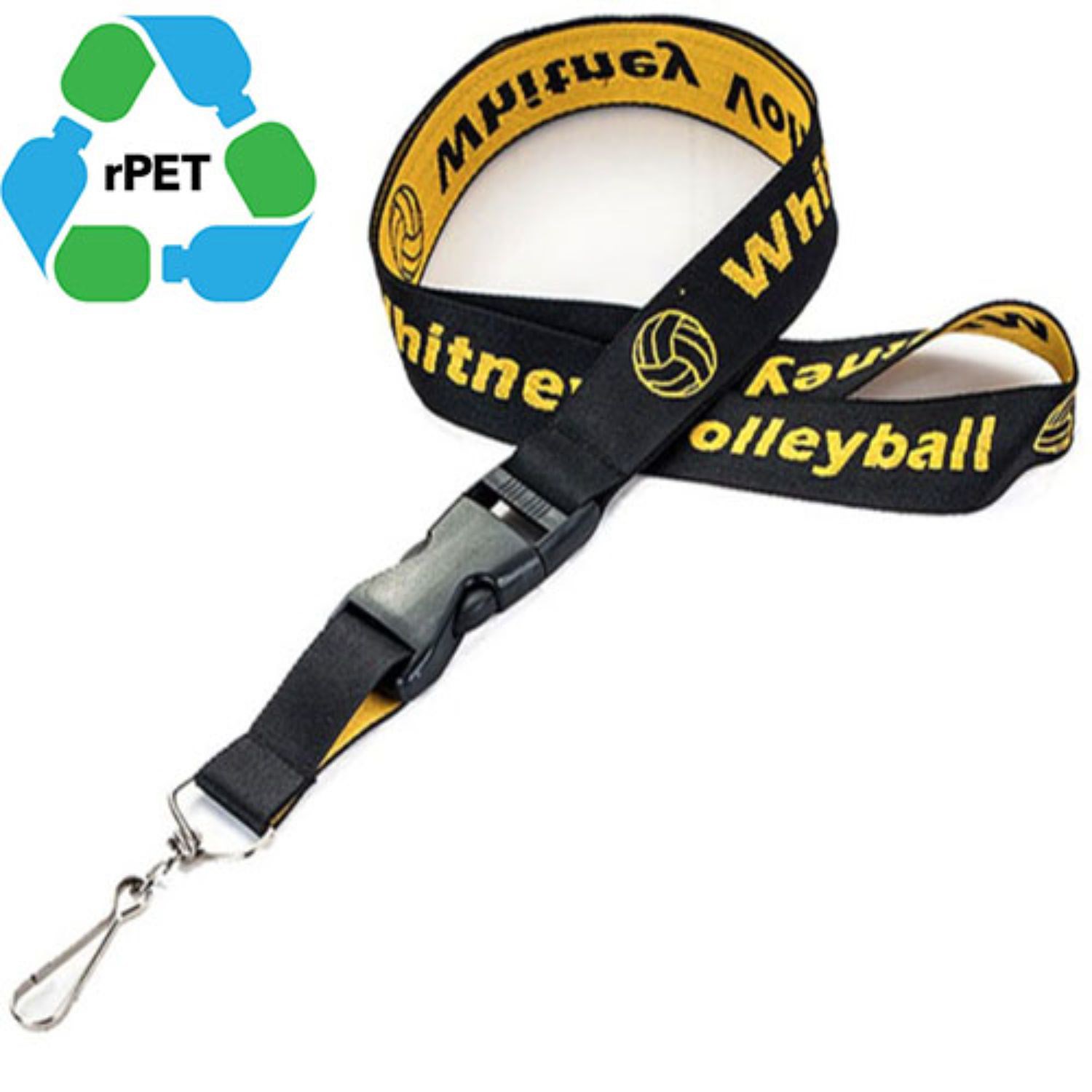 Recycled PET Eco-friendly Woven Lanyard w/ Buckle Release 2