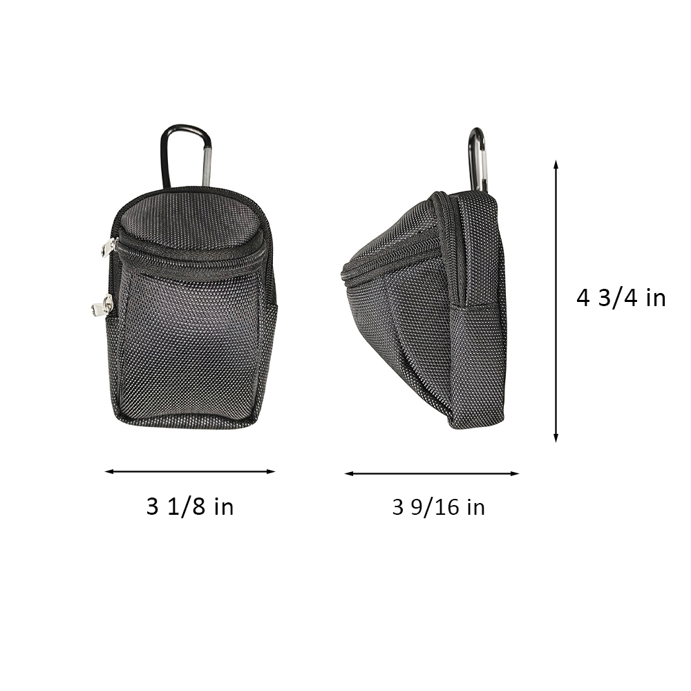 Golf Ball Holder Pouch with Carabiner and Dual Zippers 4