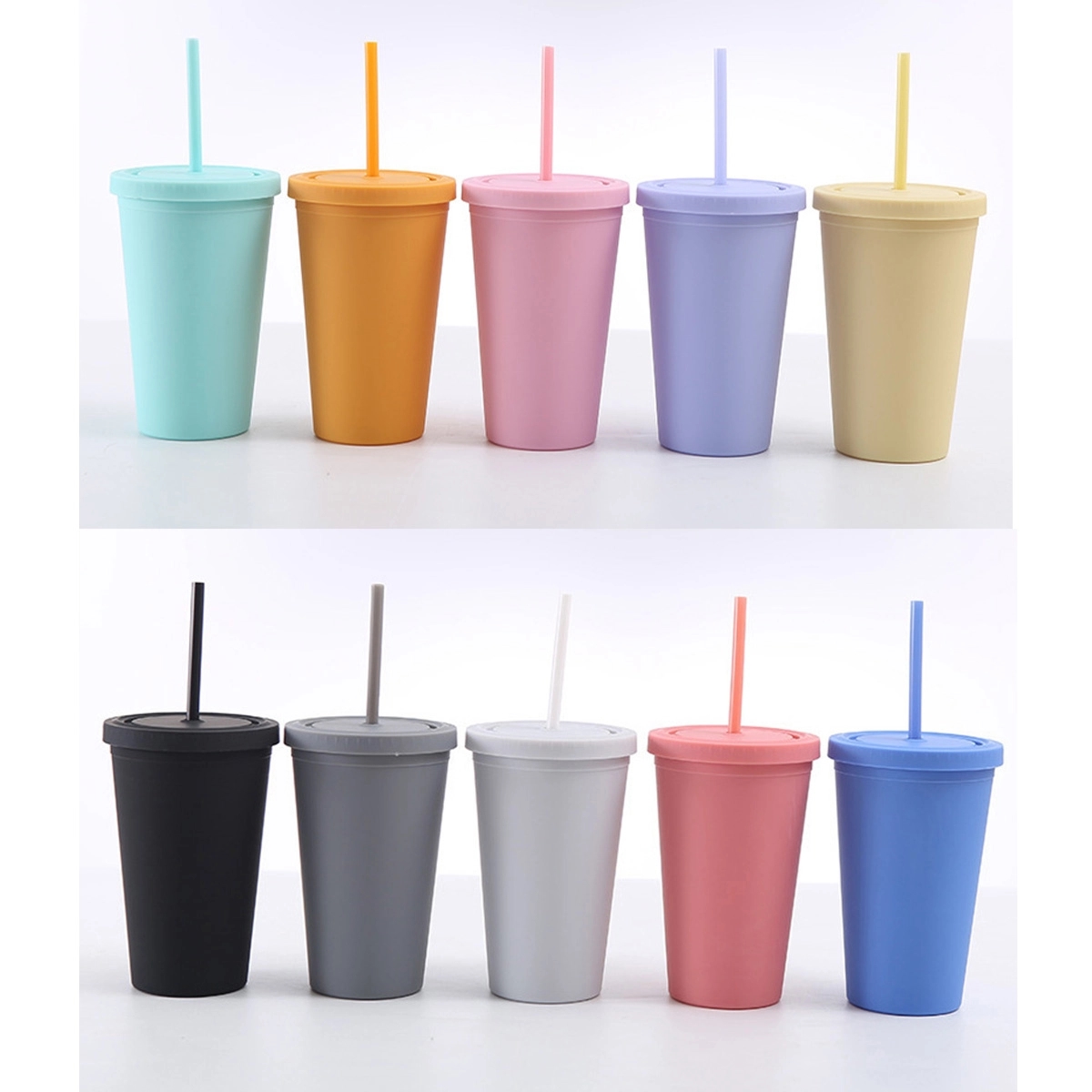 16Oz Colored Acrylic Cups With Lids And Straws 2