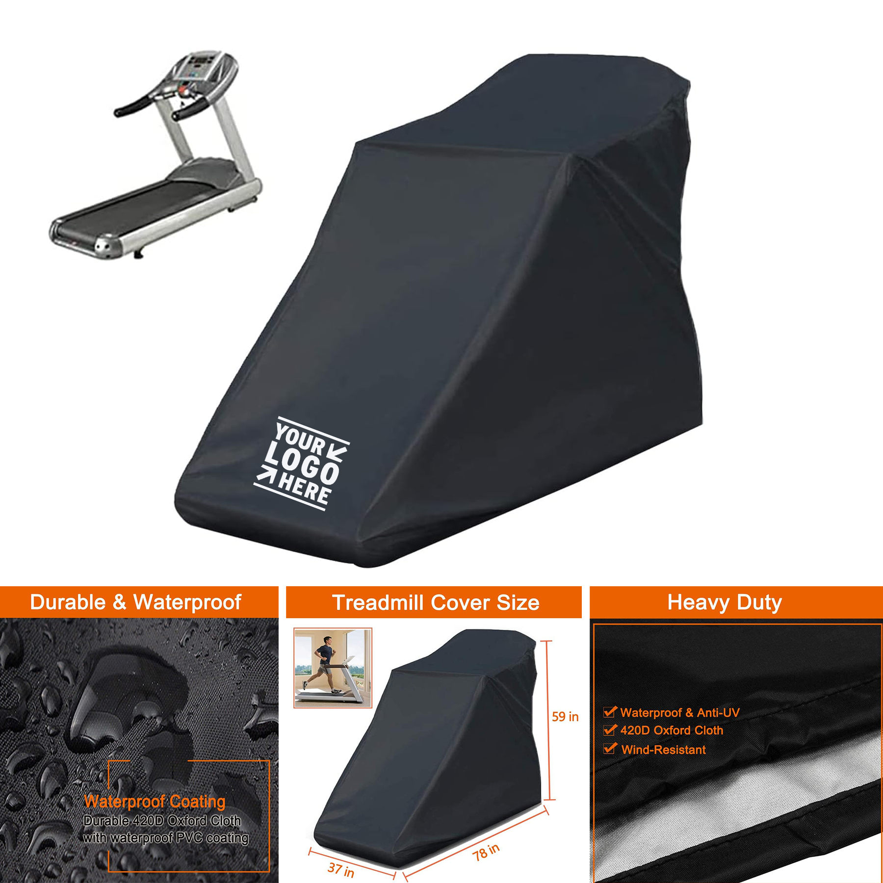Waterproof Dust-Proof Sunscreen Sports Running Machine Treadmill Protective Cover with Drawstring 1