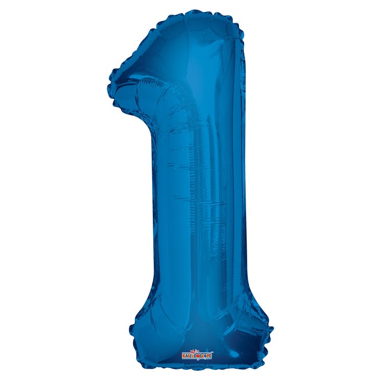 Mylar Number 1 Balloons - Blue 34" 2