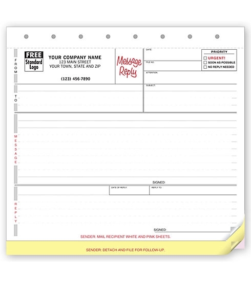 Memos, Carbonless, Small With Reply Section 2