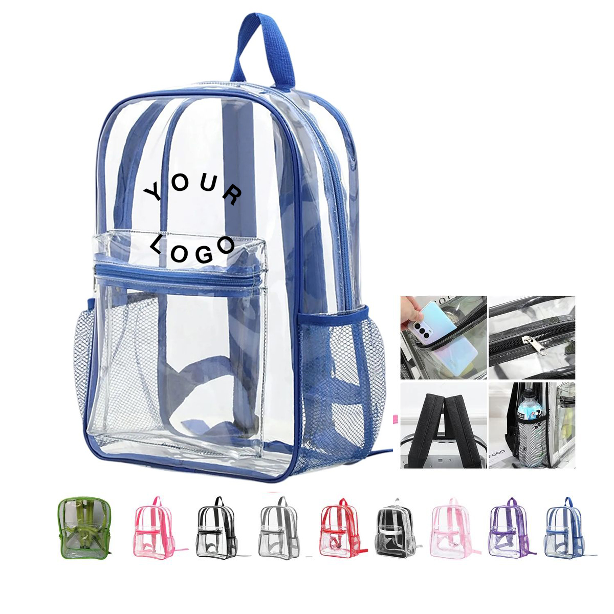 Transparent Backpack Clear PVC Durable 6