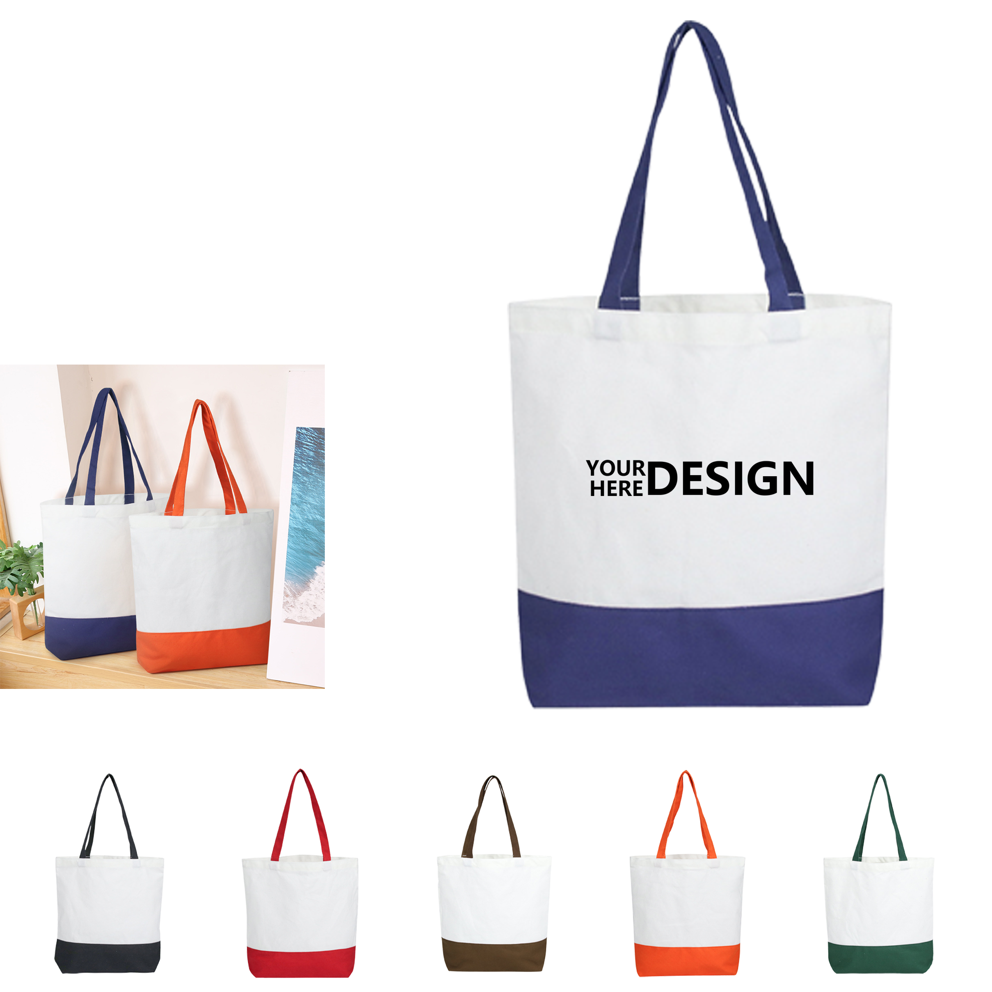 Canvas Handbag with Colorful Patches 2