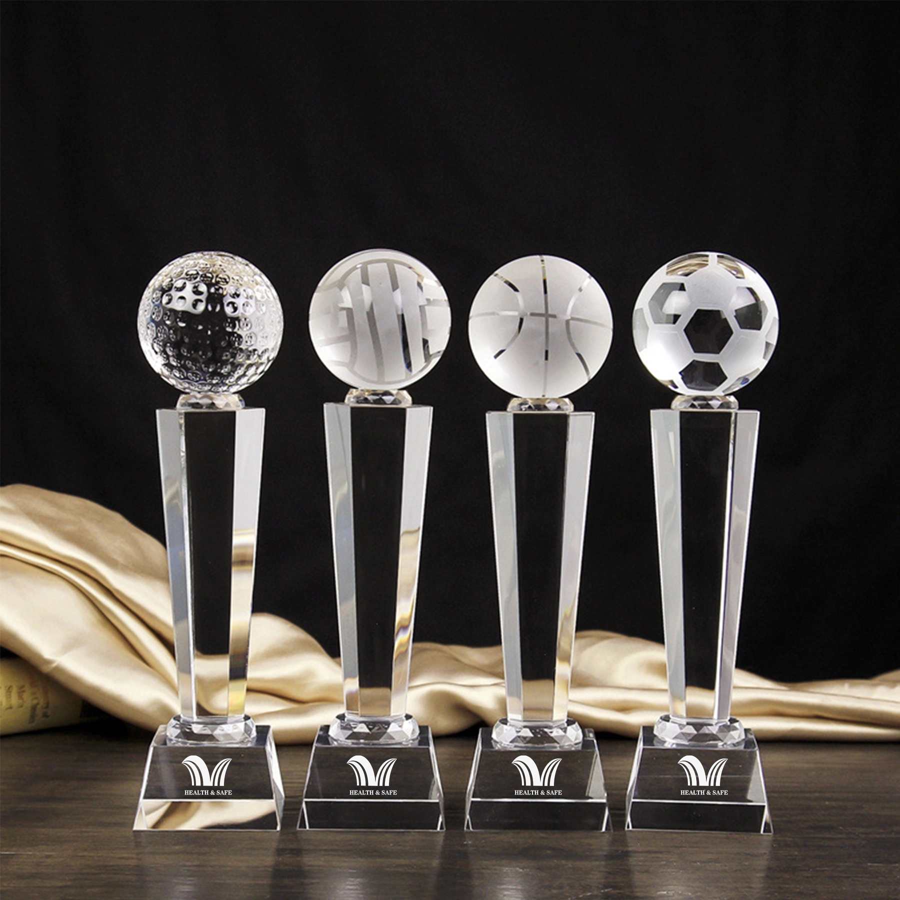 Crystal Golf Foodball Trophy With Free Engraving 2