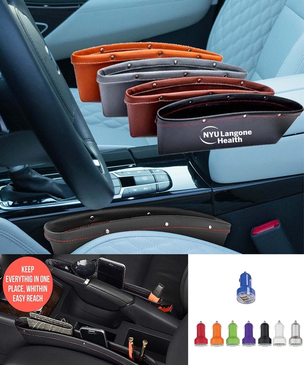 iBank ® Leatherette Car Organizer + Car Charger 2