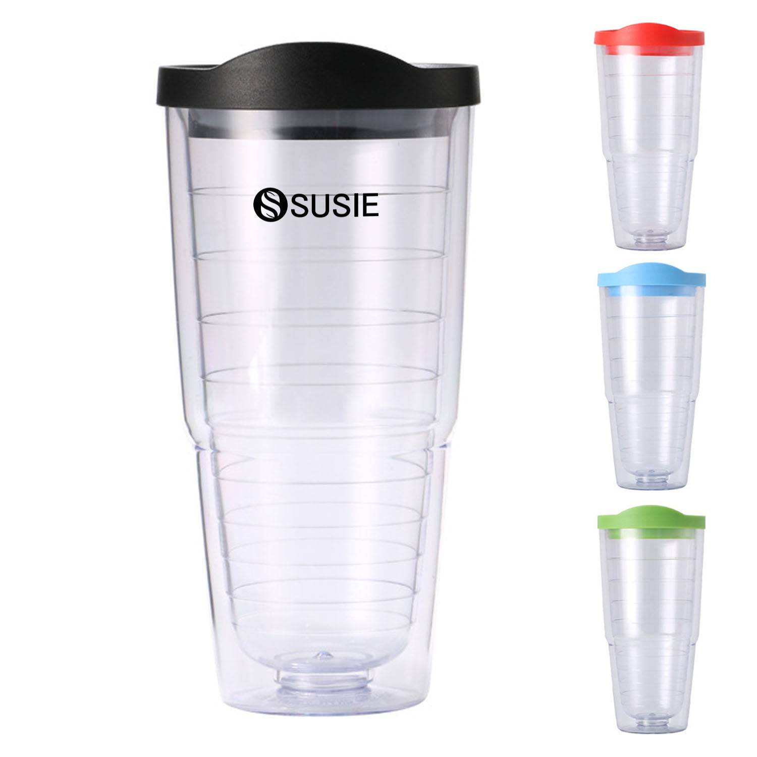 24Oz Double Wall Plastic Clear Insulated Tumbler 3