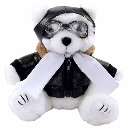 8" White Aviator Bear 1