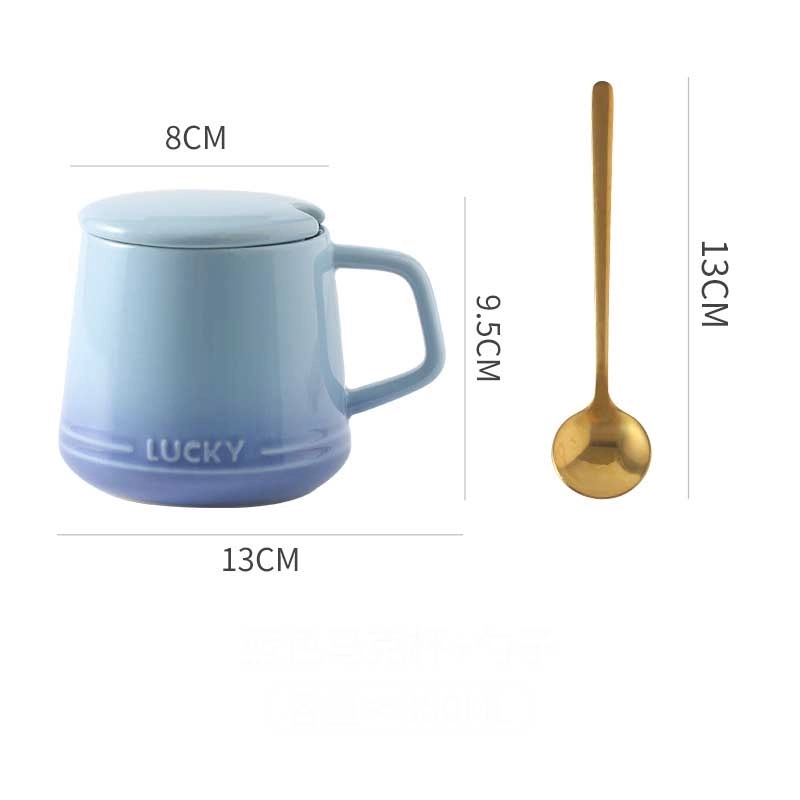 12OZ Colorful Ceramic Mug Cup and Saucer Set with Lid Spoon 15