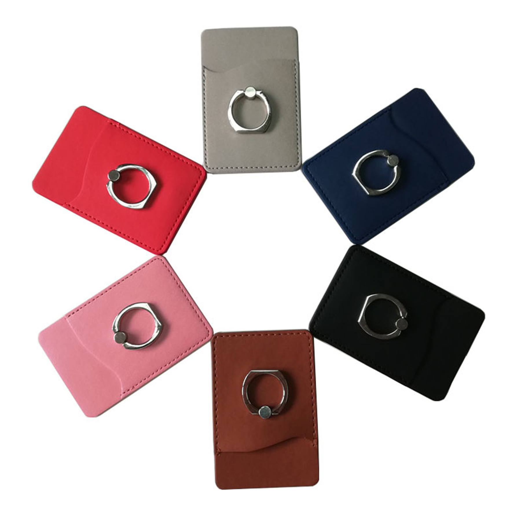 Silicone Card Pocket with Metal Ring Smartphone Stand 2