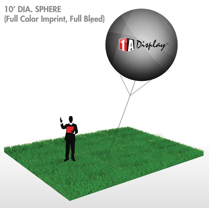 Helium Inflated Air Blown Sphere, Full-Color Imprint - 10'Dia. 1