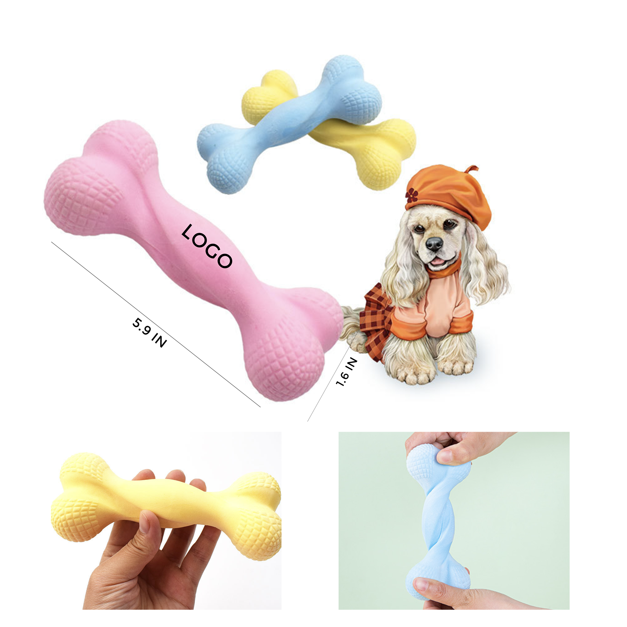 MOQ 10 PCS Versatile TPR Bone Pet Toy 2