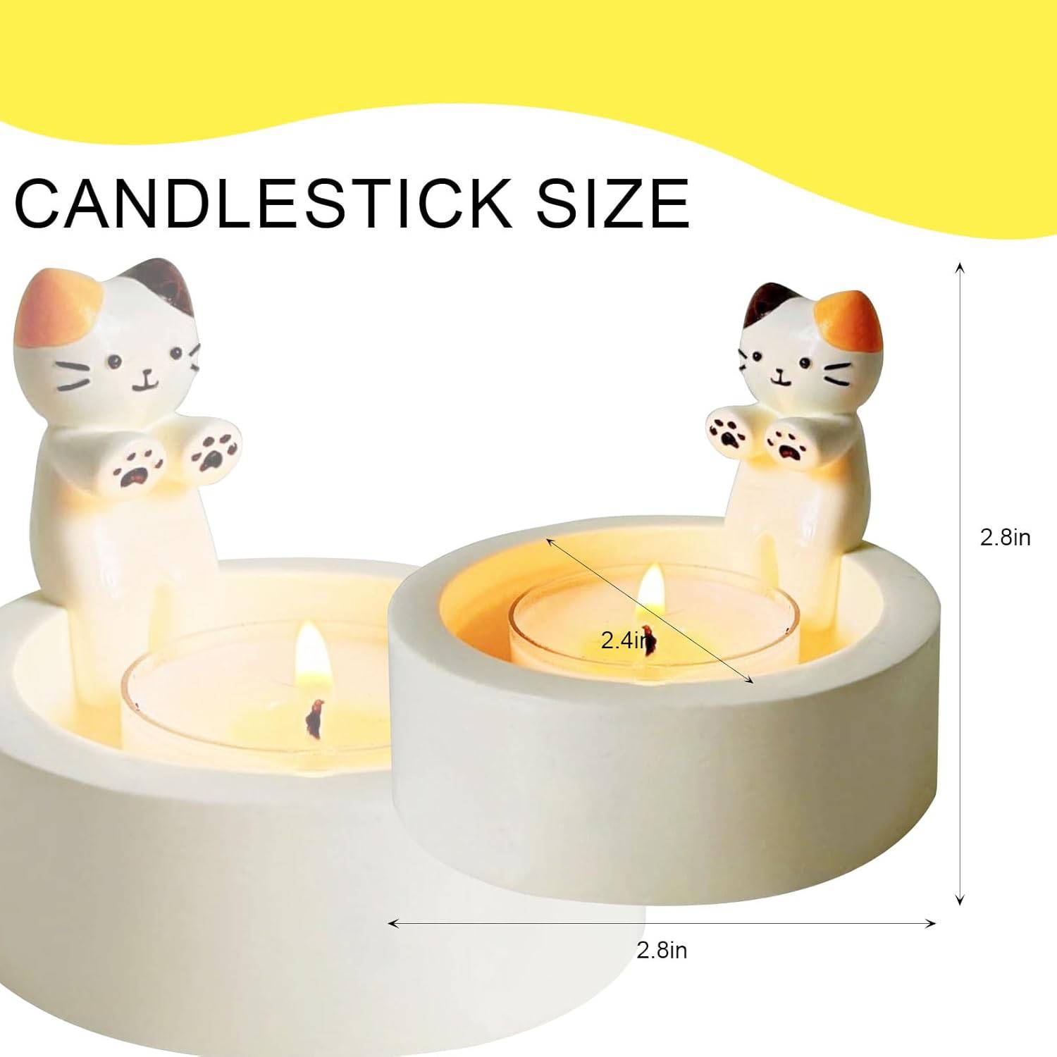Adorable Cartoon Cat Warming Paws Mini Candle Holder 3