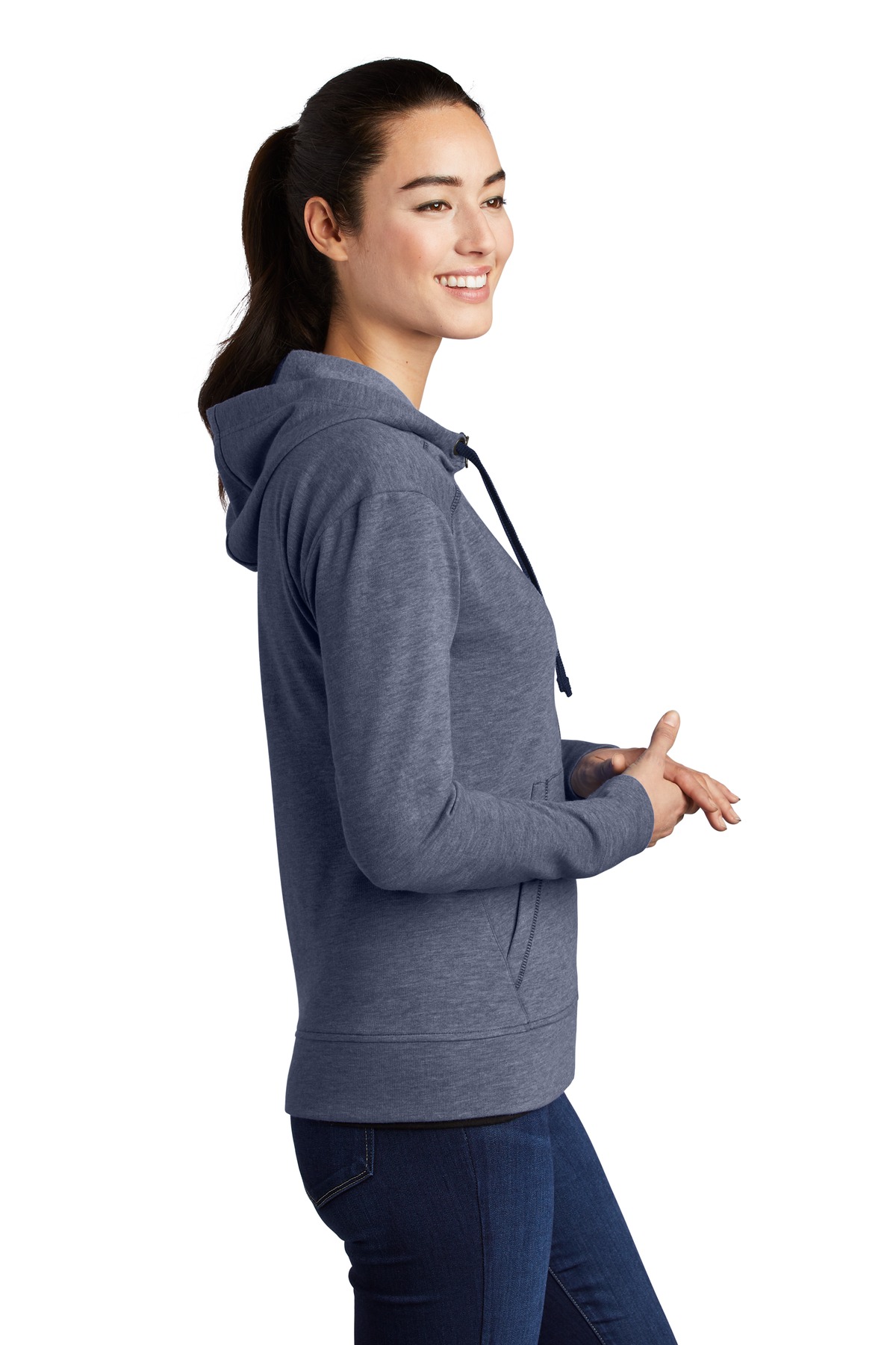 Sport-Tek Women's PosiCharge Tri-Blend Wicking Fleece Full-Zip Hooded Jacket LST293 4