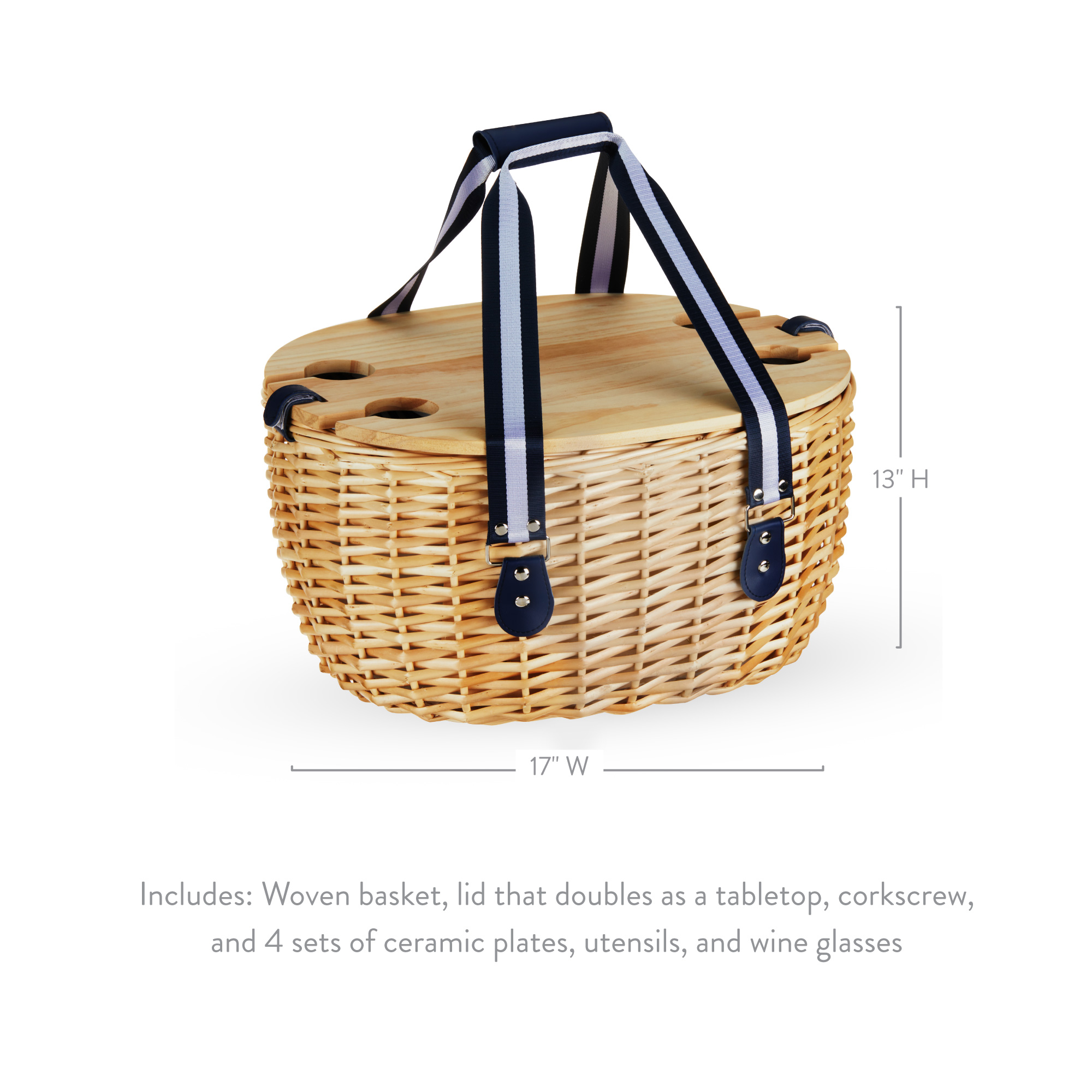 Twine Living® Central Park Willow Picnic Basket Set for Four 1