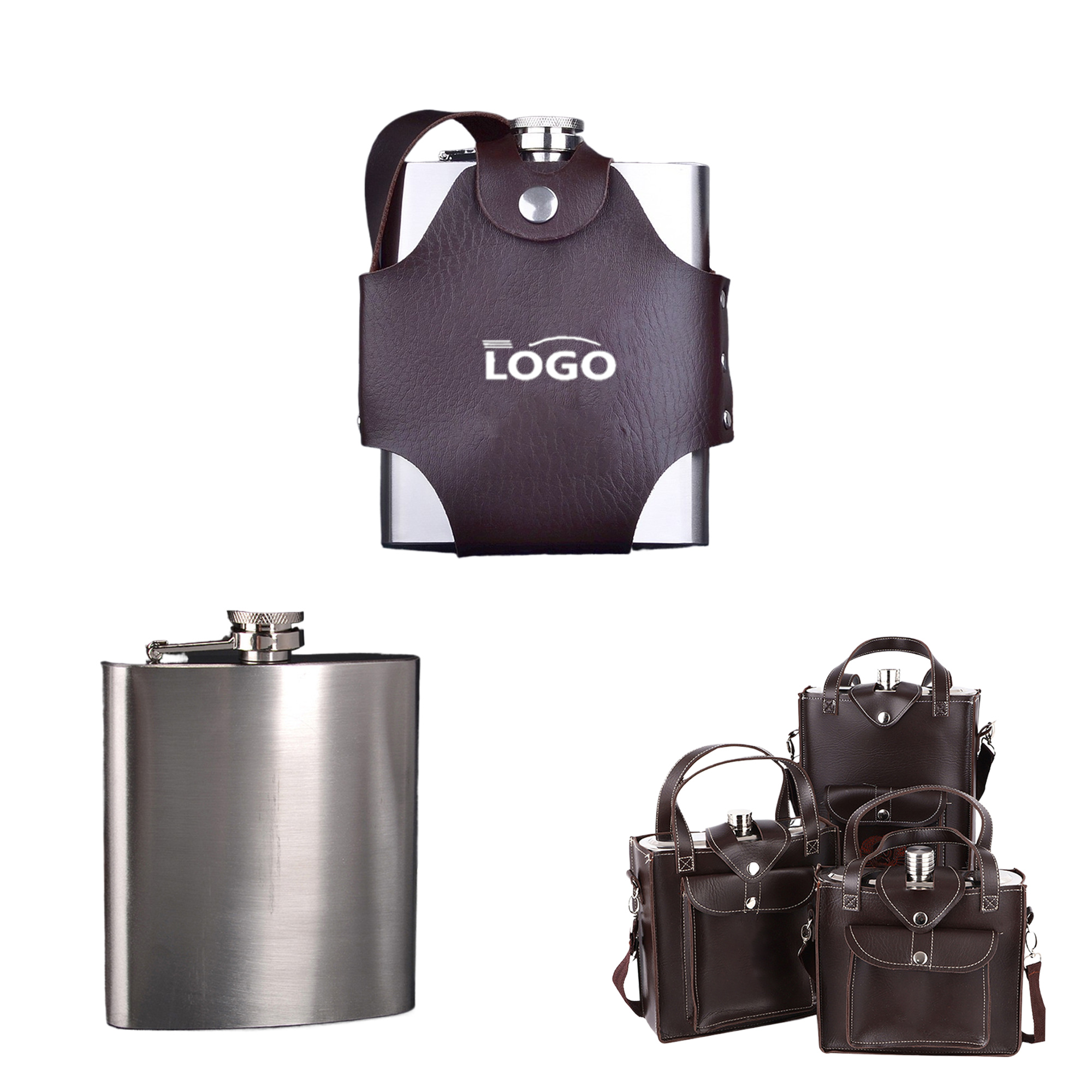 Leather-Cased Stainless Steel Flask 2