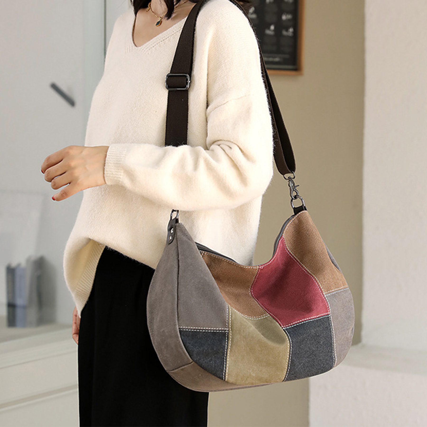 Multi-Color Splice Cross Body Shoulder Bag Casual tote bag for women 6