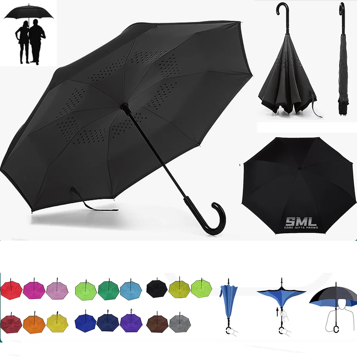 27 Inches Inversion Auto Close Golf Umbrella 2