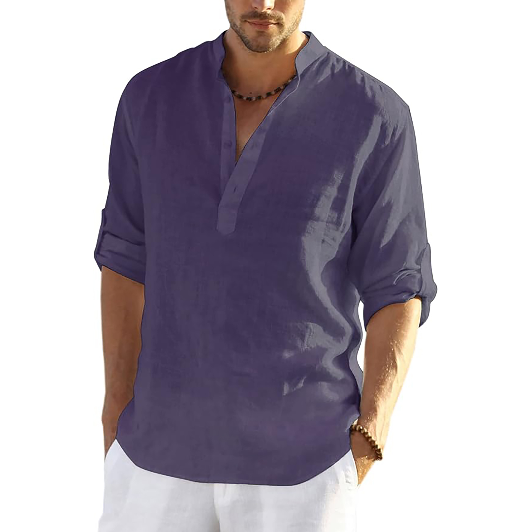 Casual Henley Collar Shirt 13