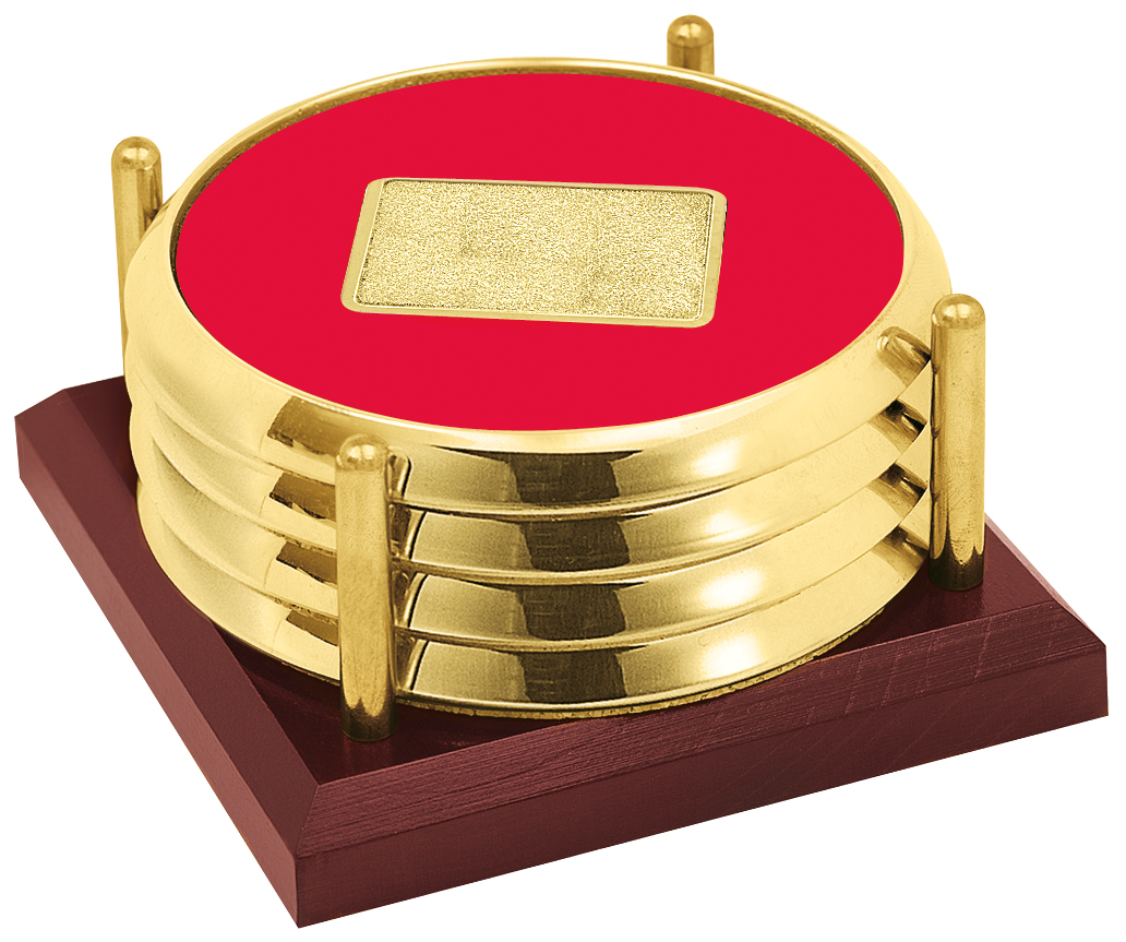 JAFFA® Four Coasters with Solid Cherry Tray 28