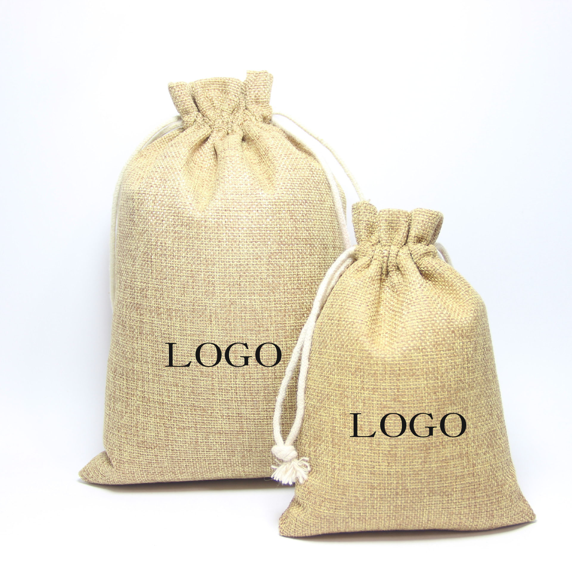 Burlap Linen Coffee Bag Custom Size with Drawstring 2