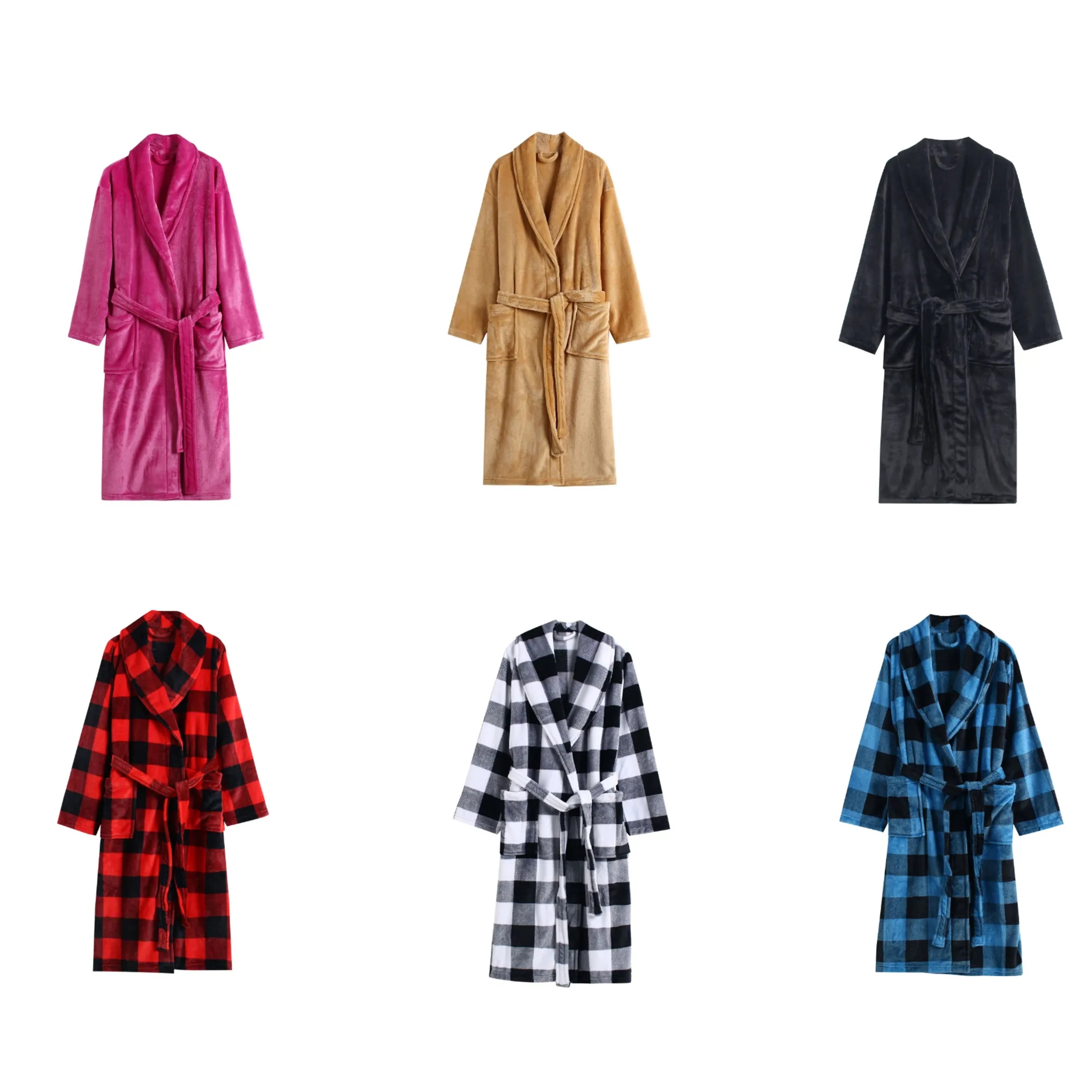 MOQ 25 PCS Long Flannel Nightgown Bathrobe 2