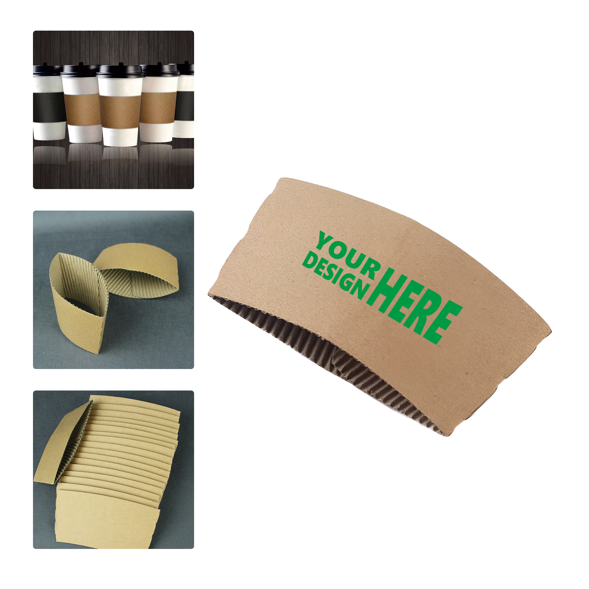 MOQ 50 Disposable Kraft Paper Coffee Cup Sleeve Insulation 2
