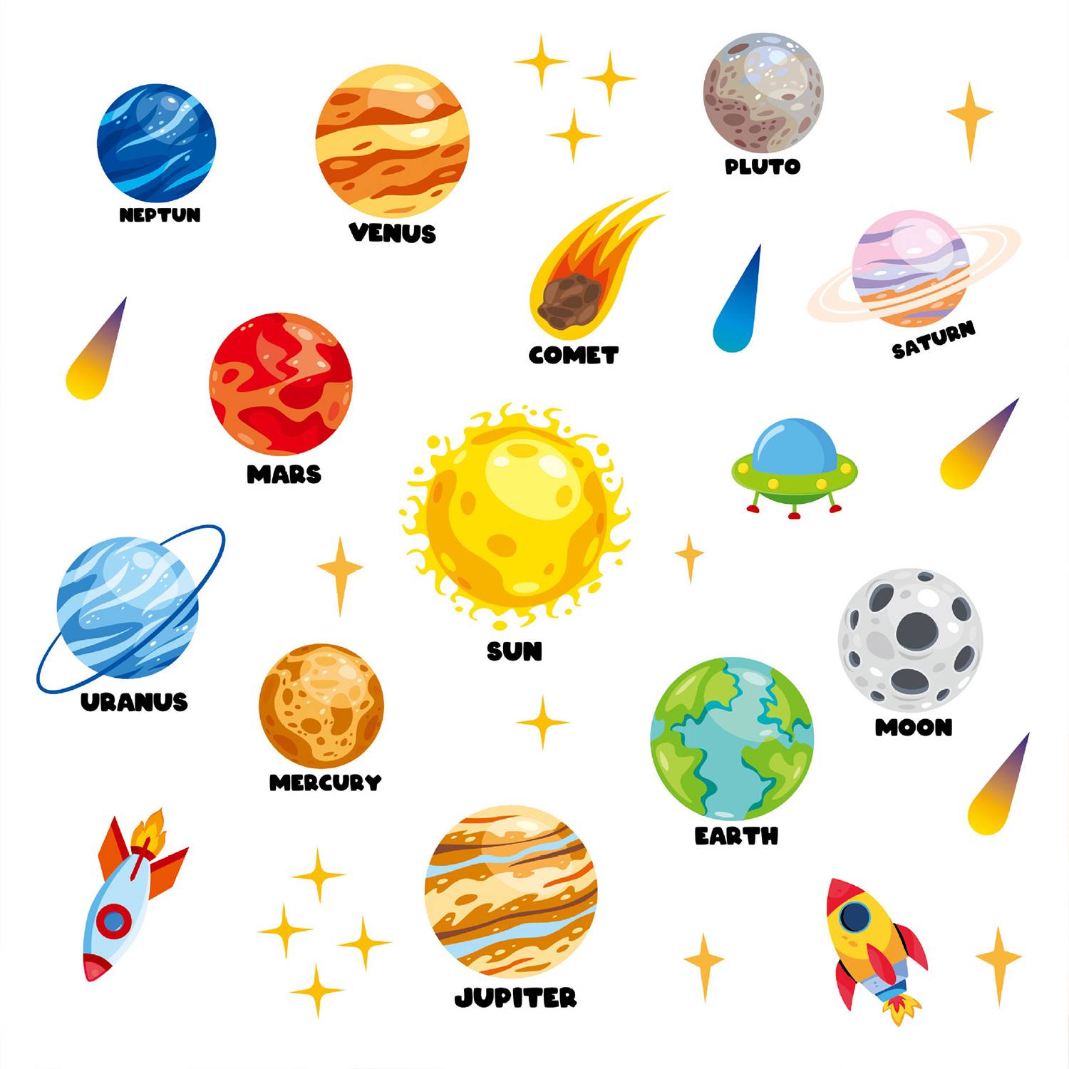 Decals Wall Stickers Removable Planets in The Space 7