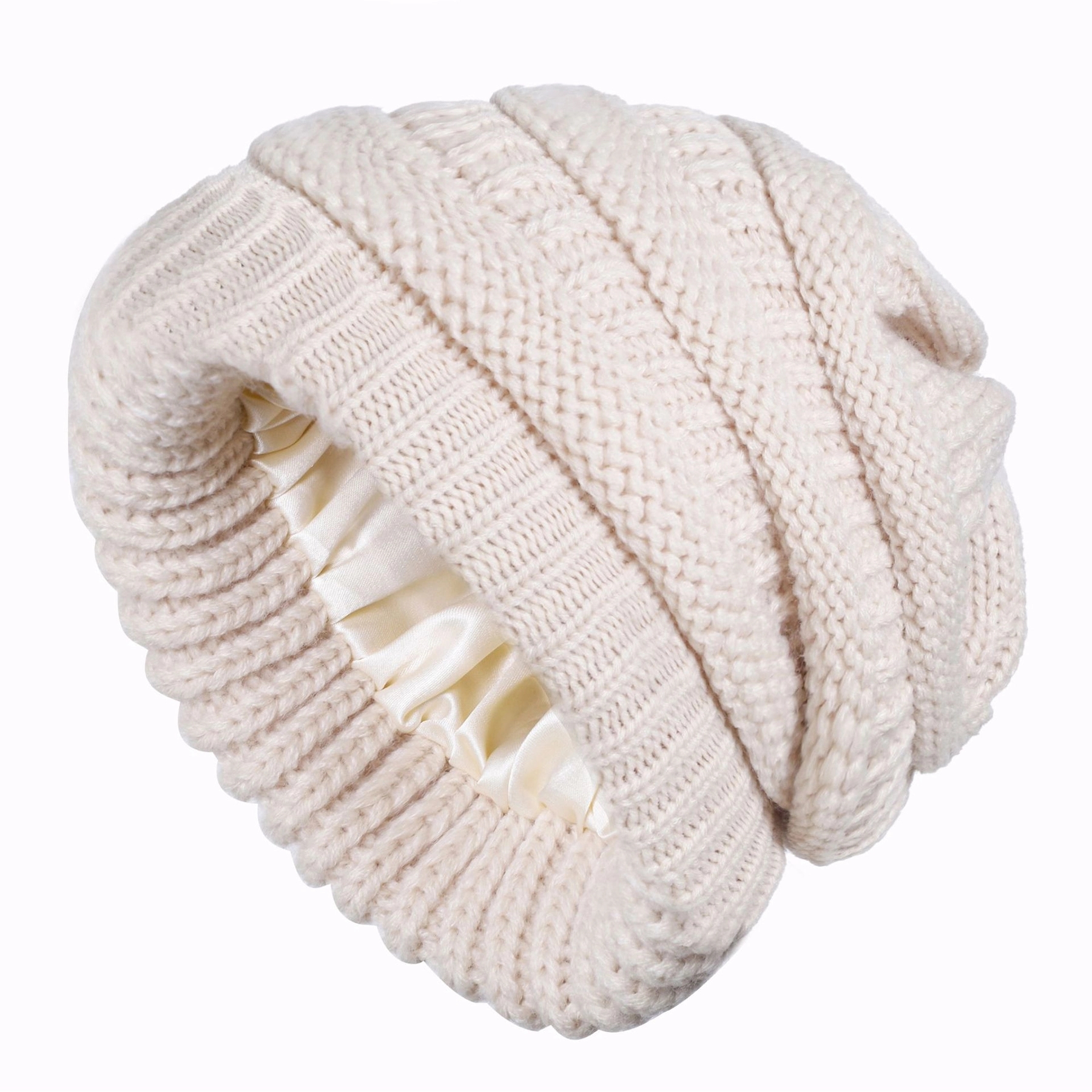 Winter Knitted Satin Lined Beanie Hats 20