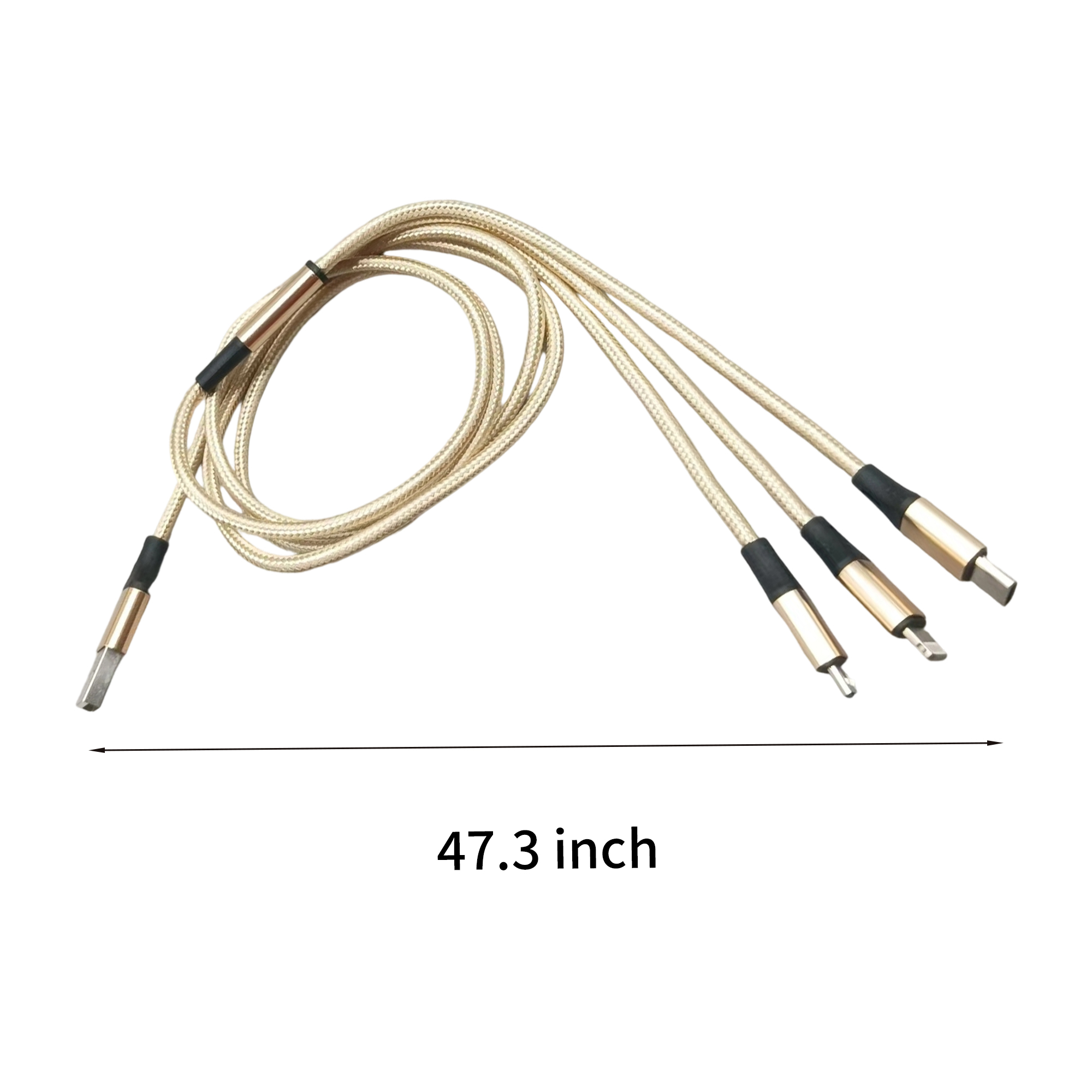Three In One Nylon Braided Data Cable 47.3" Length 4