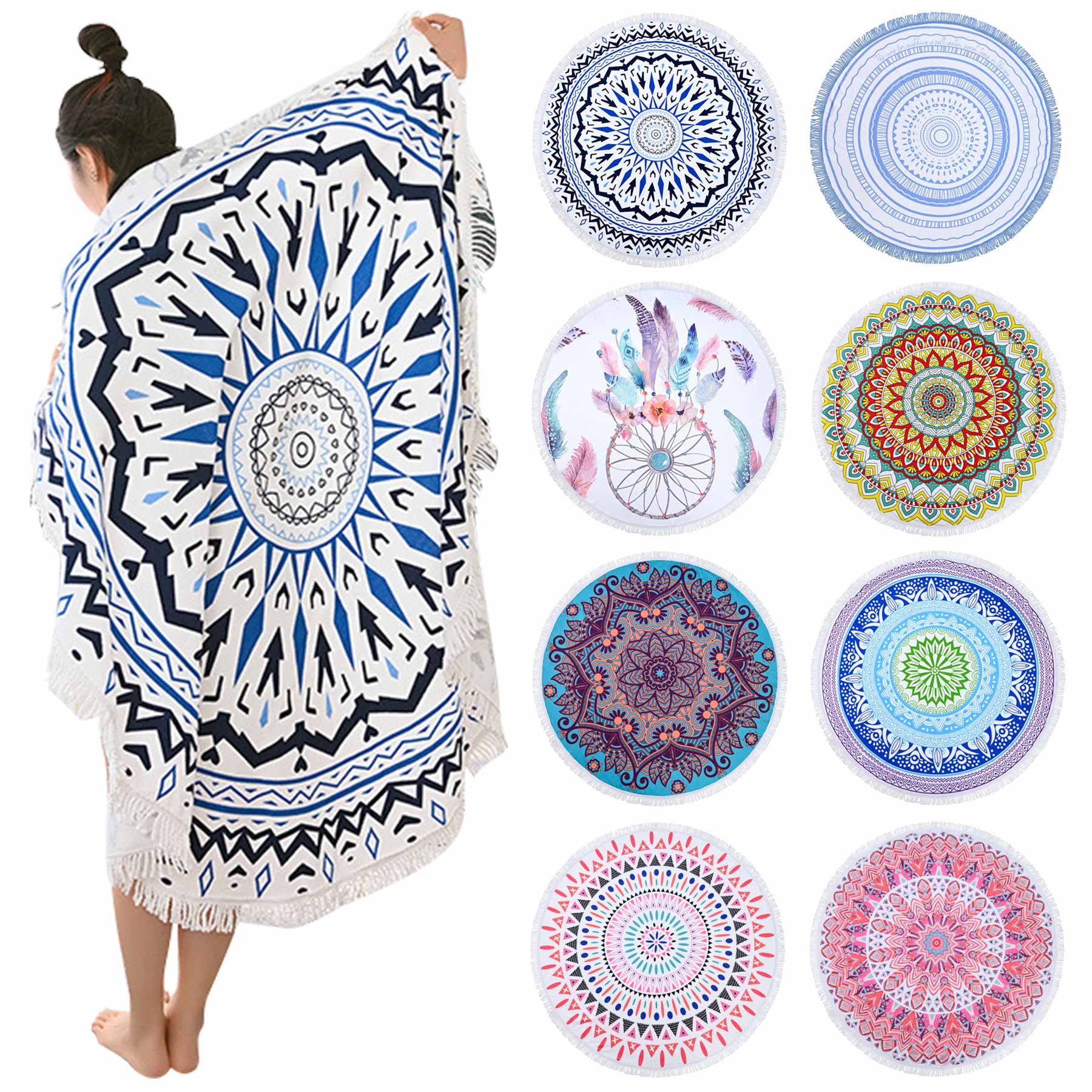 Full Color Microfiber Round Beach Blanket 2