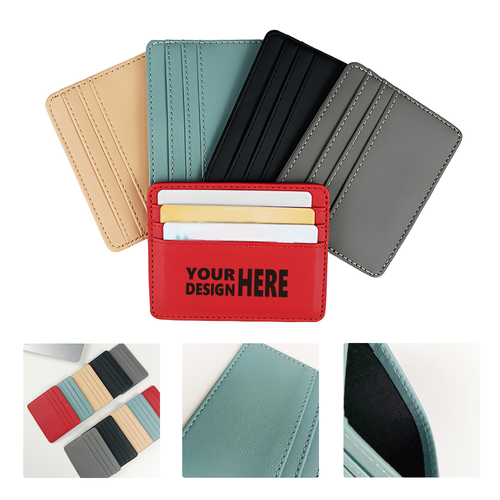 MOQ50 Custom PU Leather Card Holder with Multiple Slots 1