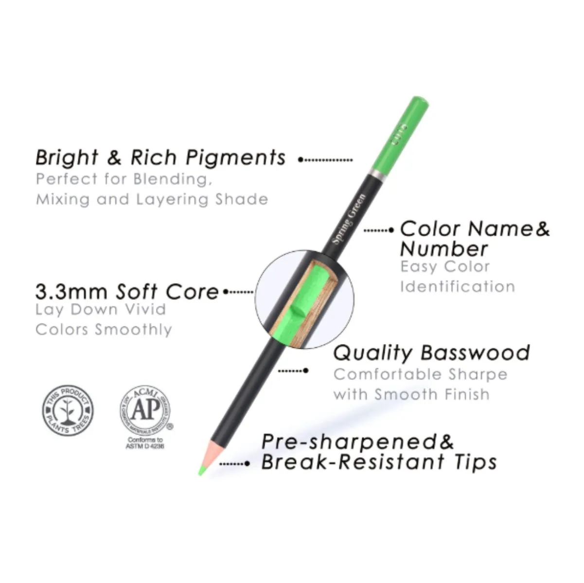 Wood 72 Color Artist Grade Colored Pencil Set With Sharpener 2