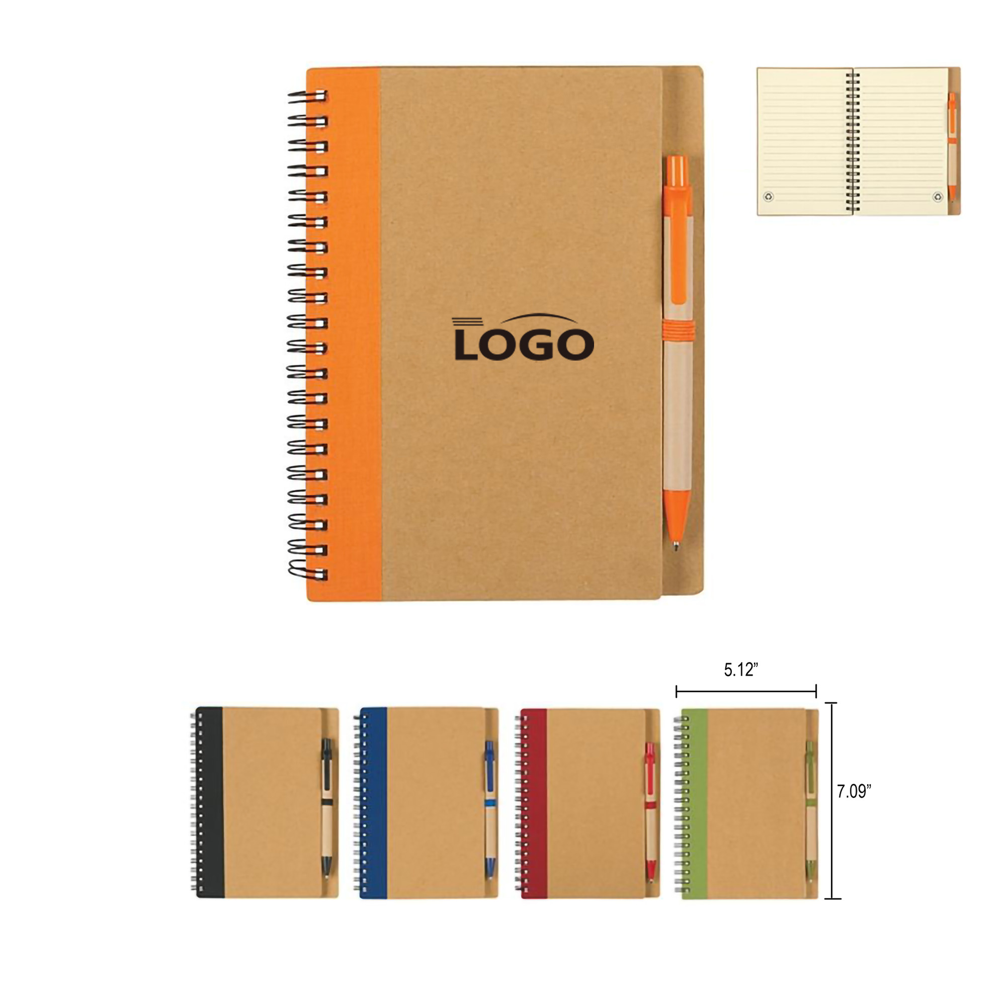 Soft Cover Kraft Spiral Notebook With Pen MOQ50 5