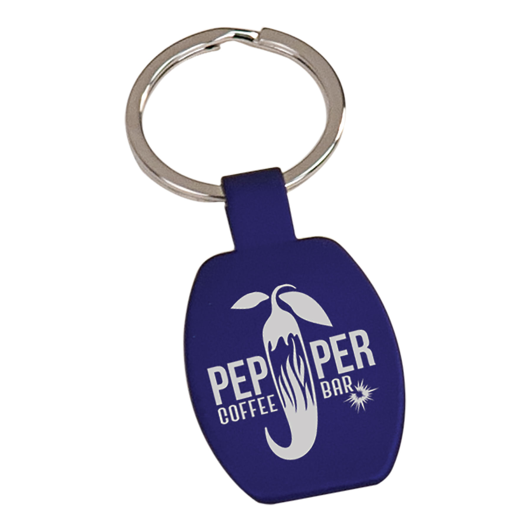 1 5/8" Blue Rectangle Keychain 1
