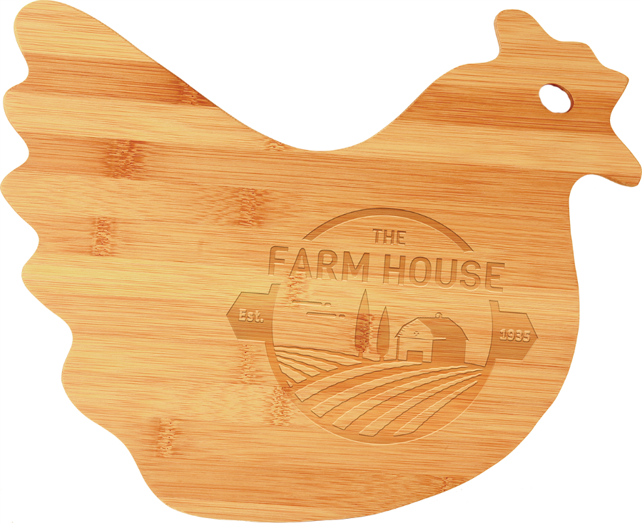 13 1/2" x 10 7/8" Bamboo Hen Shaped Cutting Board 1