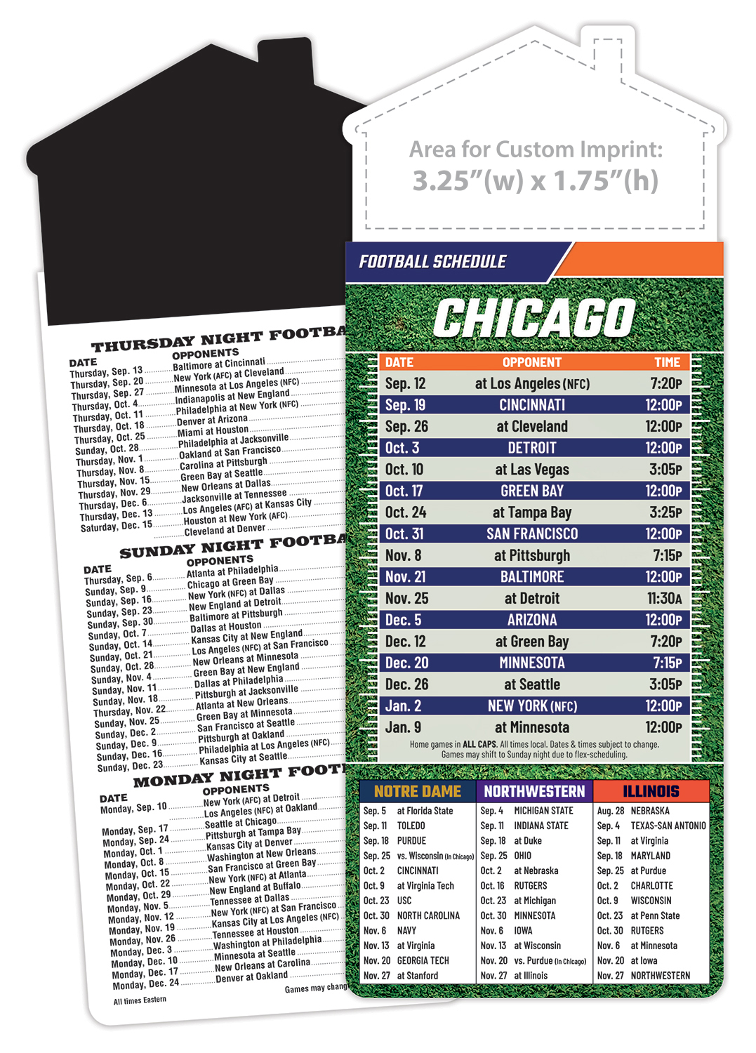 Magna-Card House Shape Magnet Football Schedules (3.5x9)