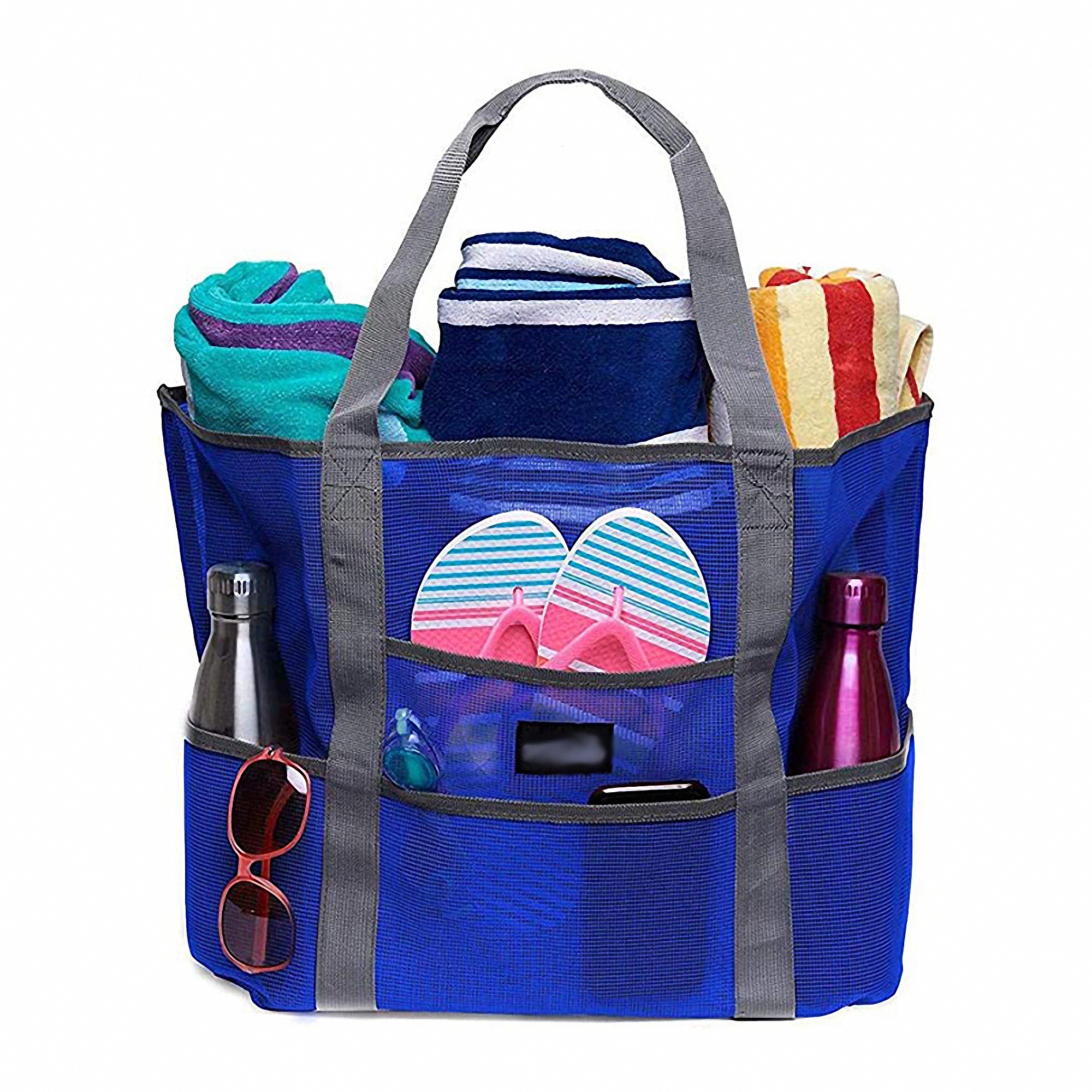 Large Beach Mesh Tote Bag for Sand and Water, custom tote bag with logo imprint 4