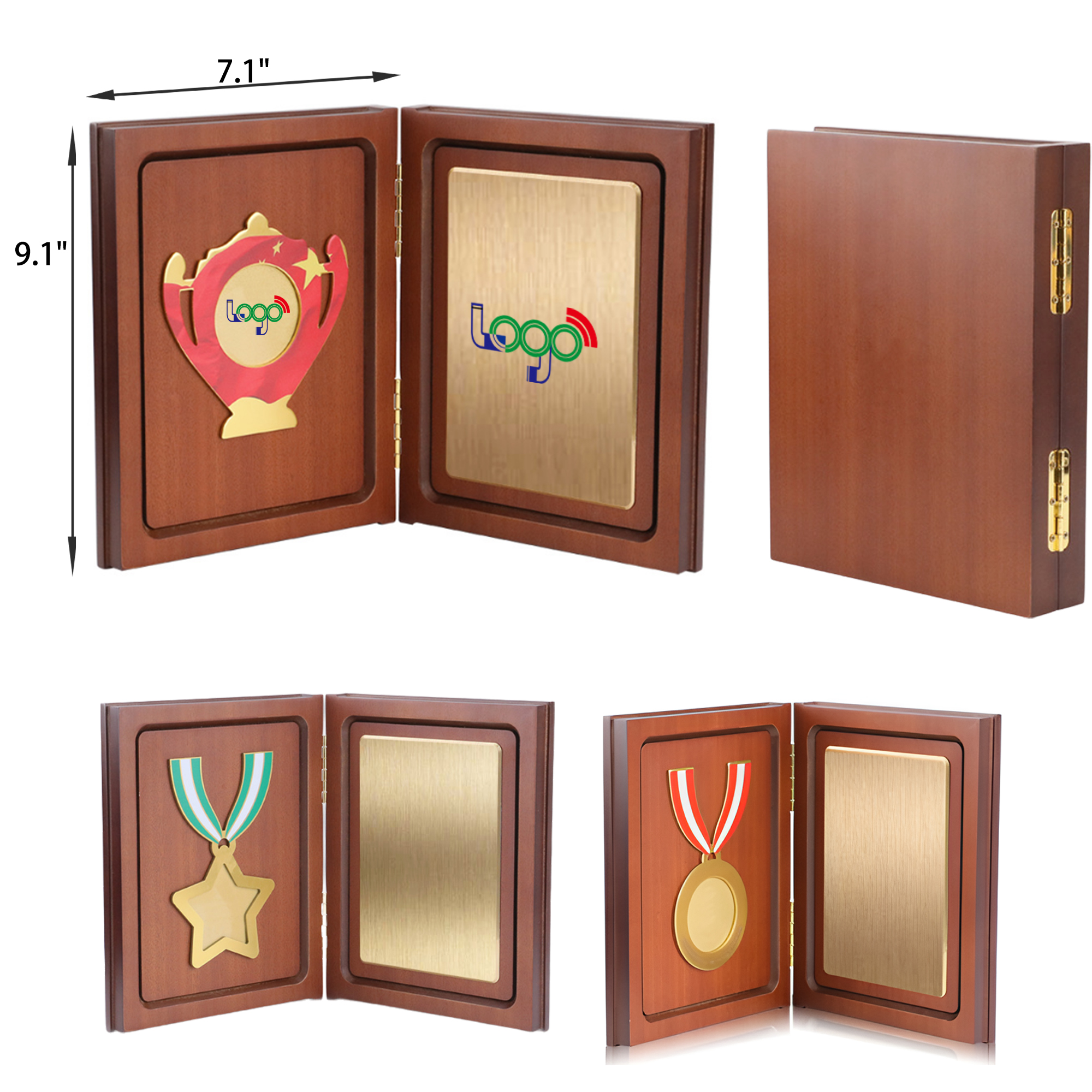 MOQ 3 PCS Exquisite Metal Medal With Wooden Cover 5
