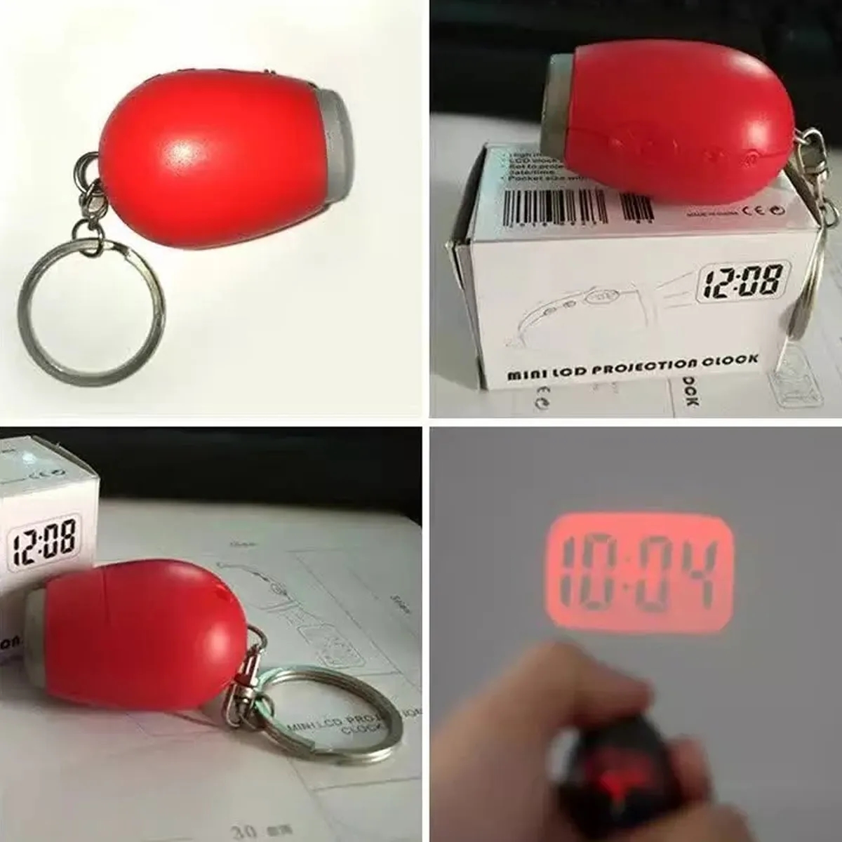 Portable LED Projection Clock Keychain With Time Display 3