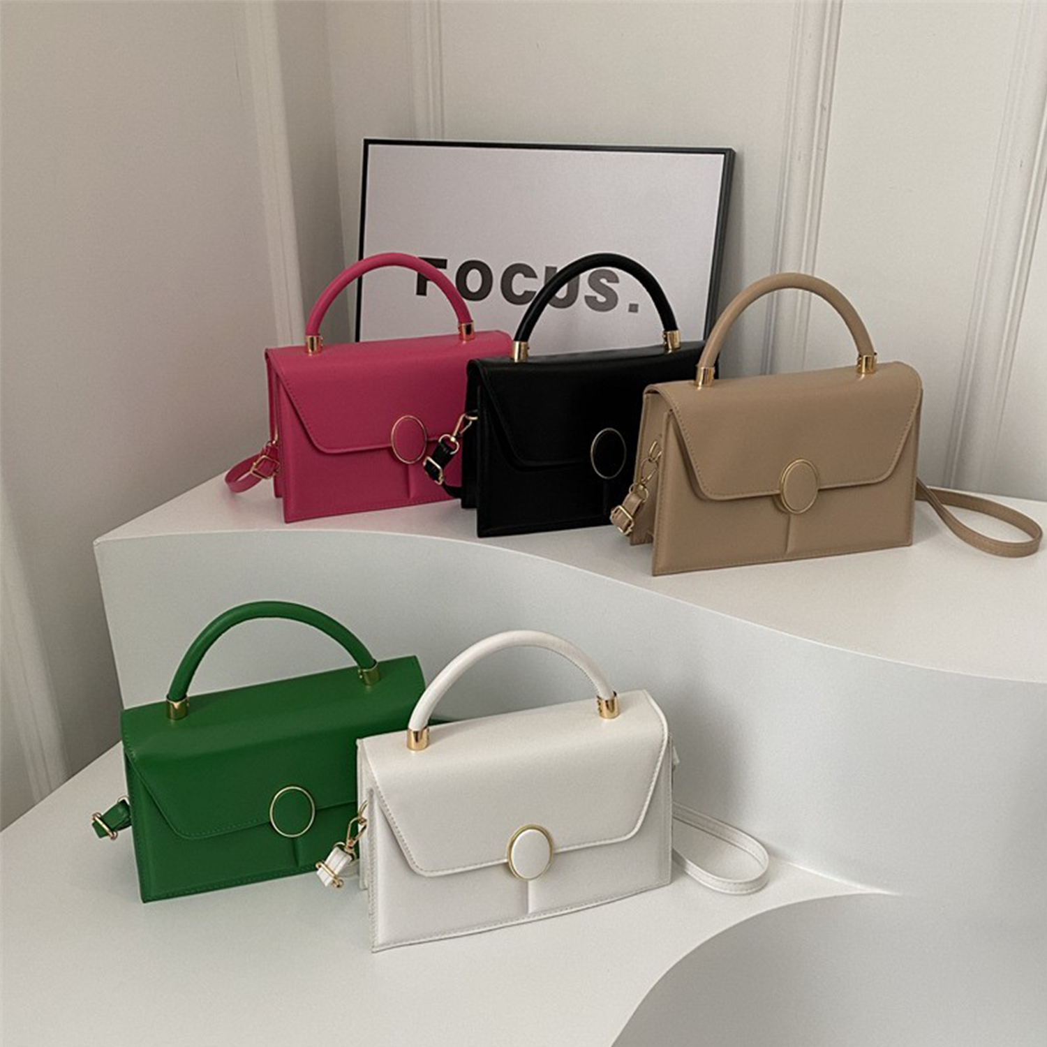 PU Leather Handheld Small Square Bag 9