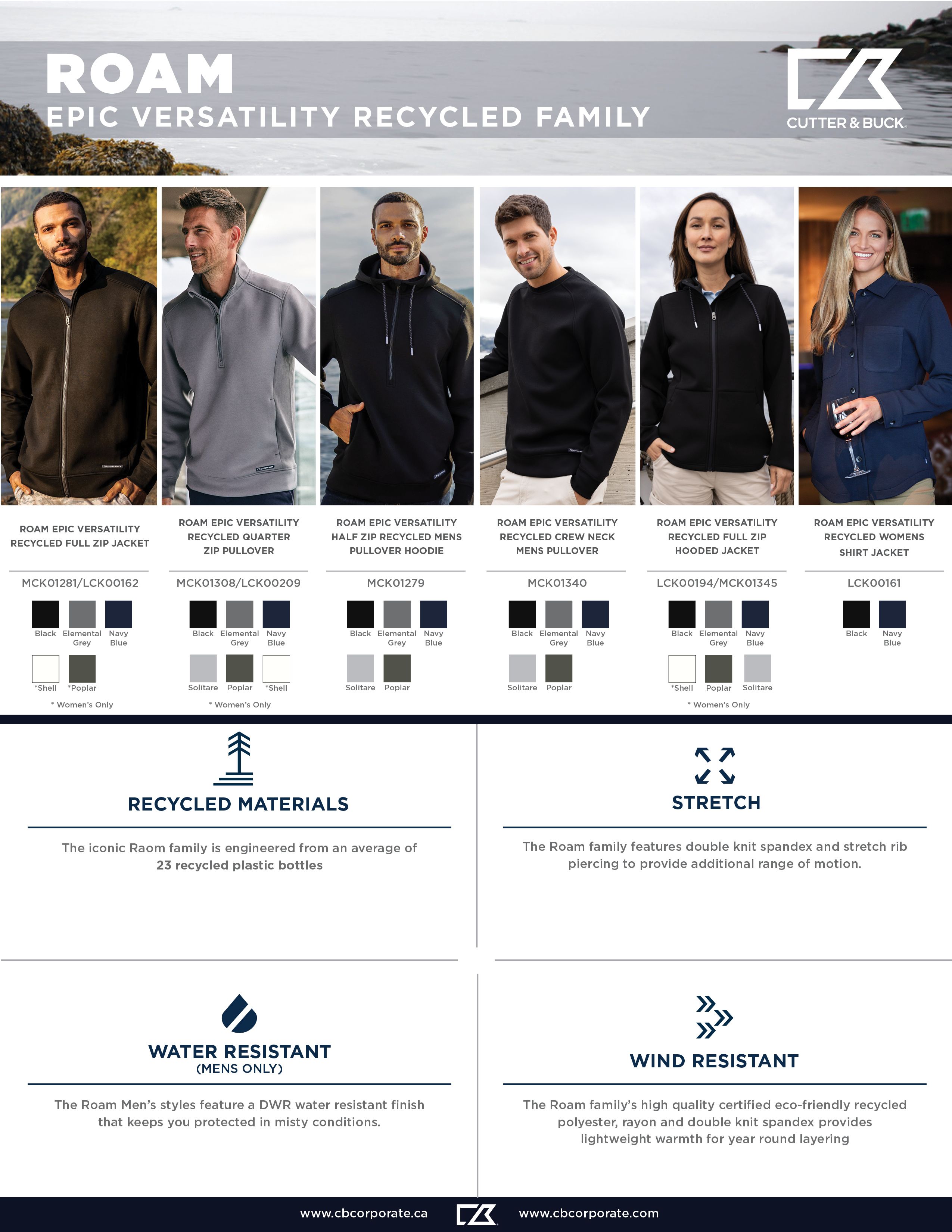 Cutter & Buck Roam Recycled Buttery-Soft Knit Mens Full Zip Jacket 20