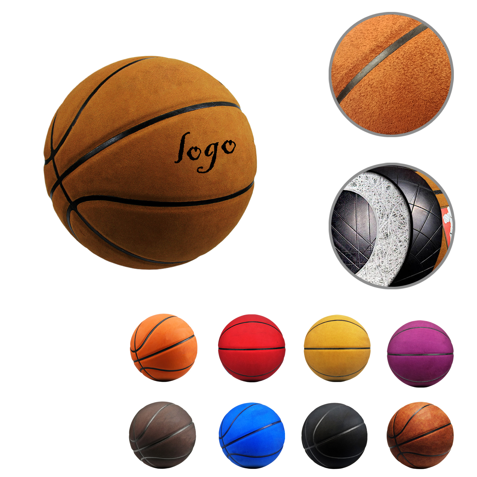 MOQ10 Size 7 Suede Leather Basketball 2