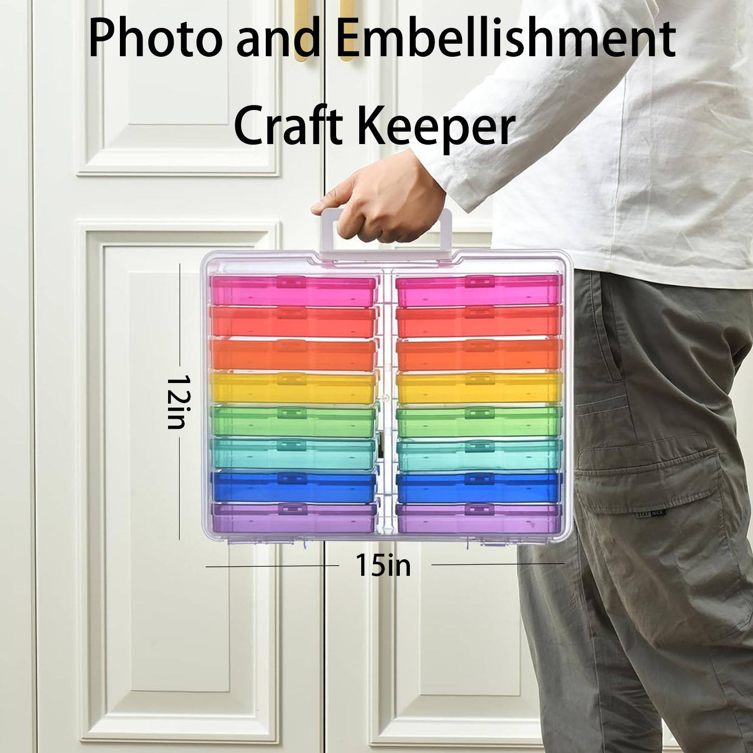 Transparent Storage Box w/ 16 Multi-Color Craft Keeper 6