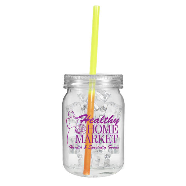 24 oz. Plastic Mason Jar with Mood™ Straw 6