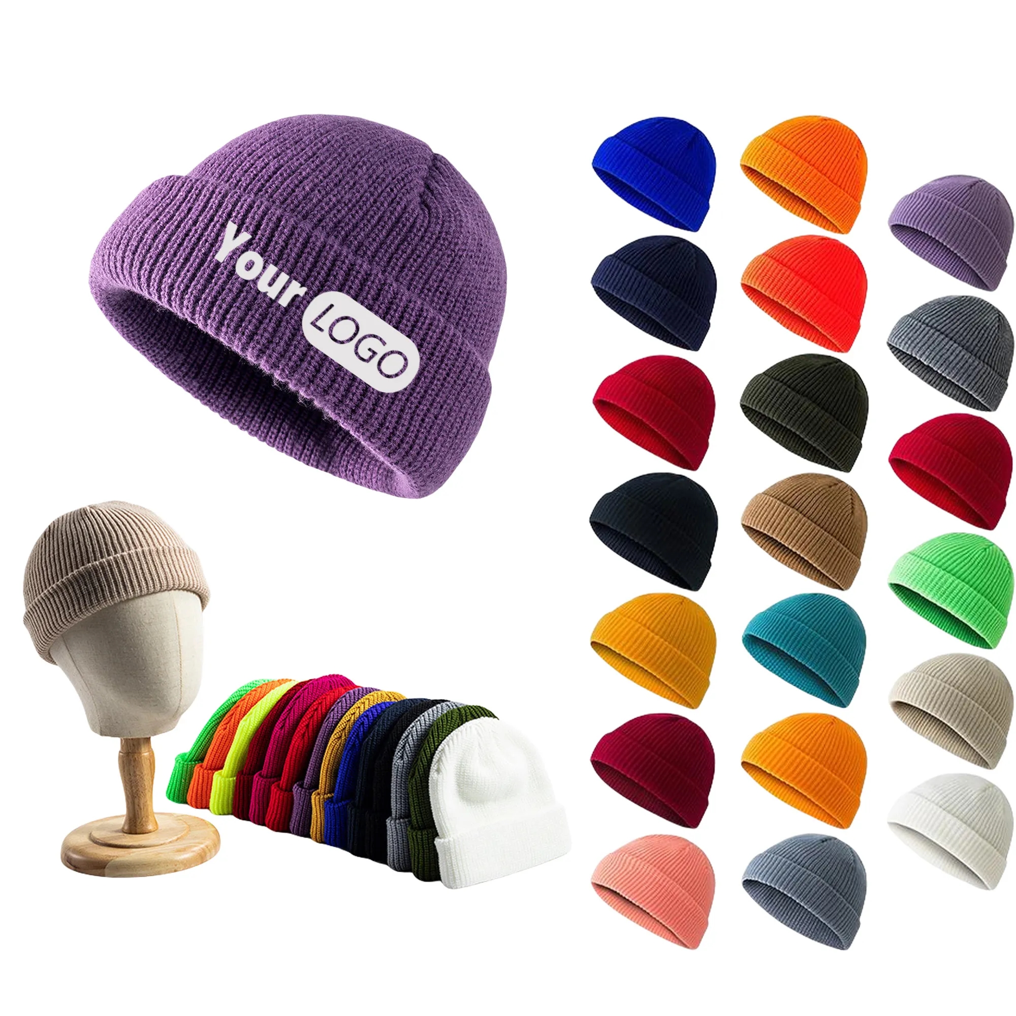 MOQ 100 PCS Stay Cozy Fashionable Core Spun Yarn Caps 7