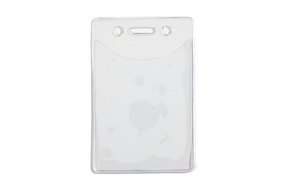 Premium Vinyl Vertical 2 Pocket Badge Holder with Slot and Chain Holes 1